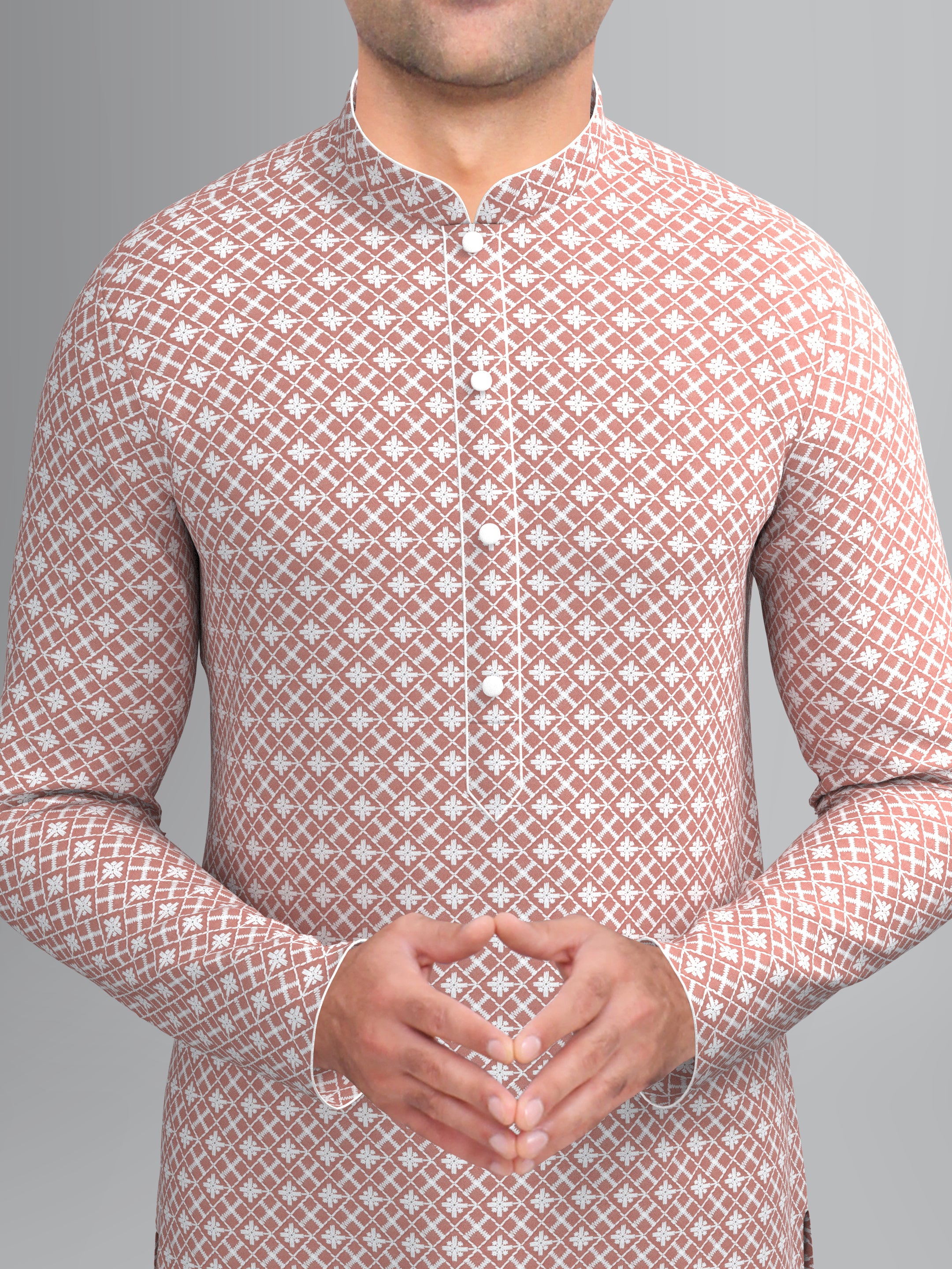 Peach Chikankari Kurta Set