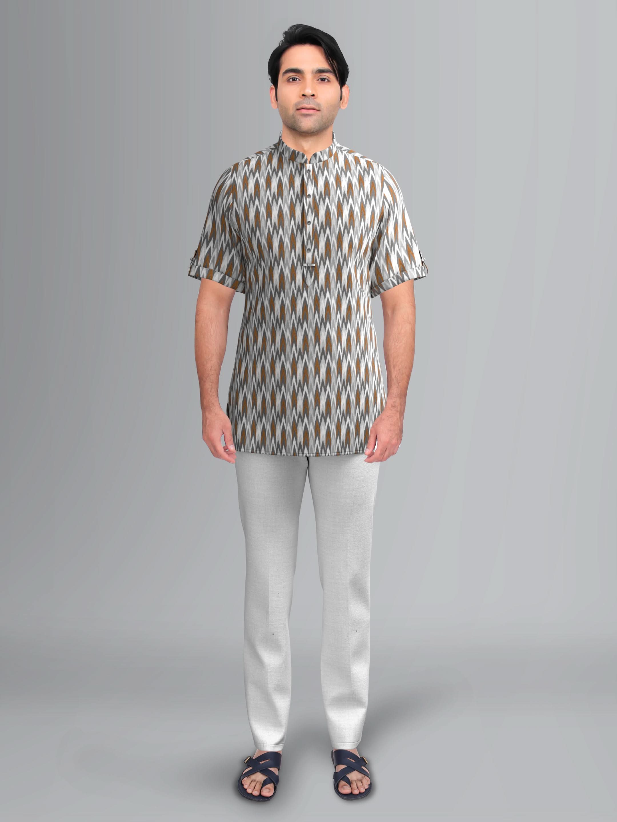 Grey ikat Short Kurta