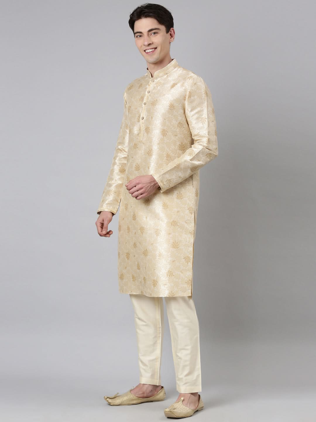 Beige Printed Kurta Set