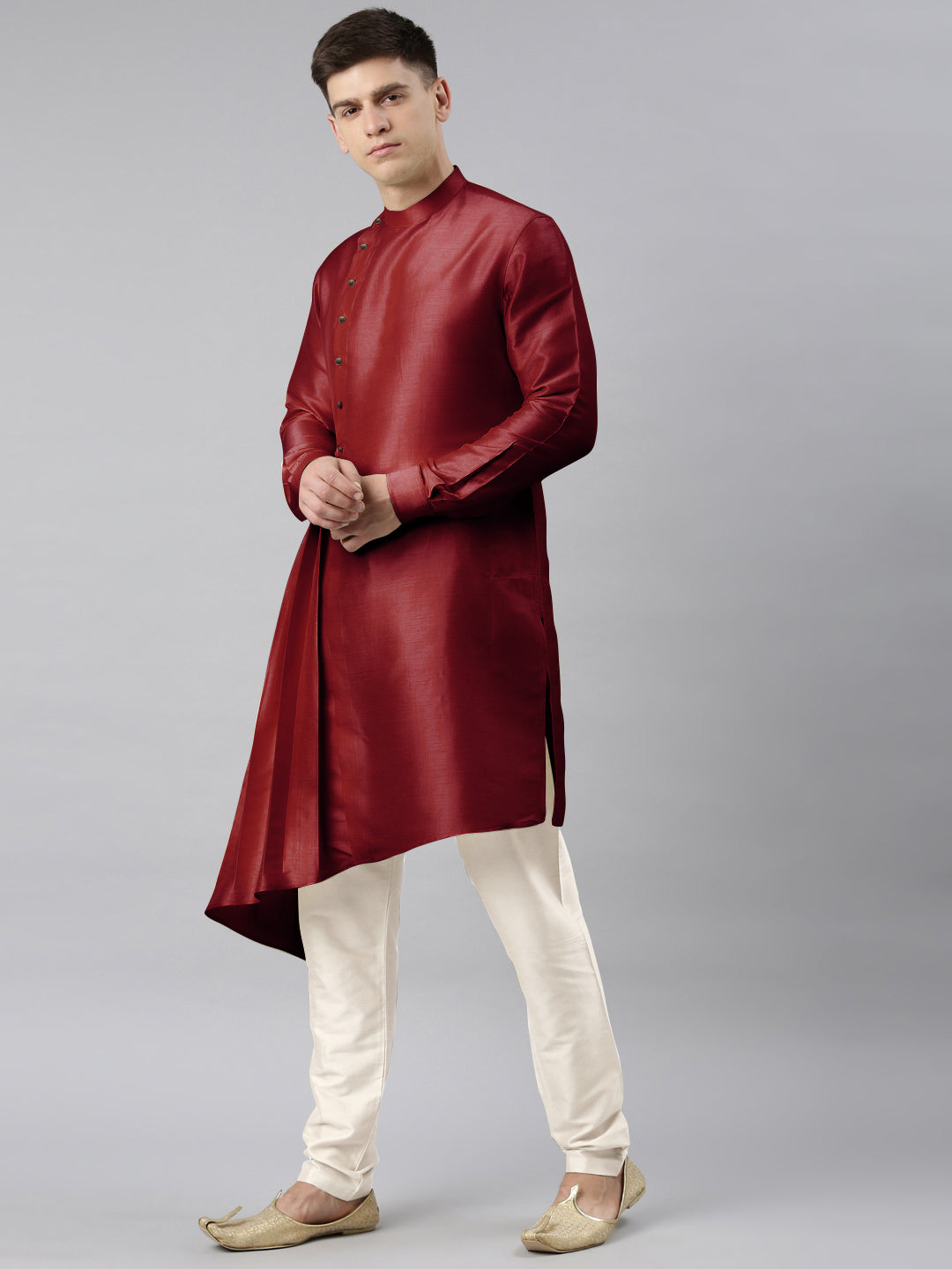 Maroon Drape Kurta Set