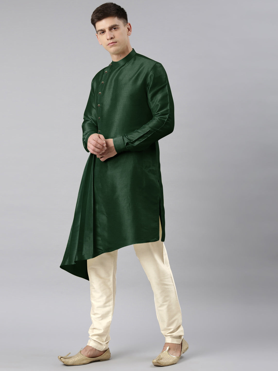 Bottle green Drape Kurta Set