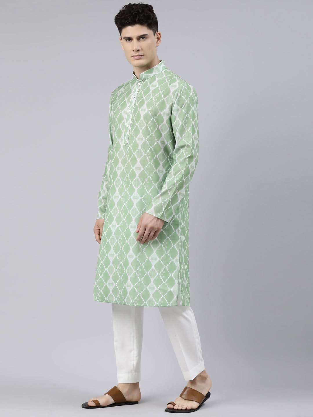 Light Green Tie Dye Kurta Set