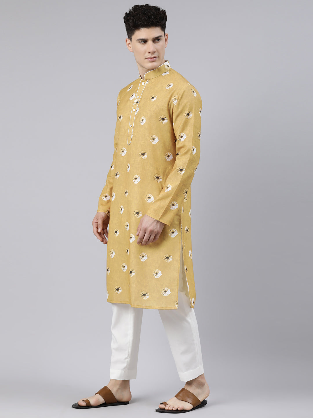 Mustard Bandhani Kurta Set