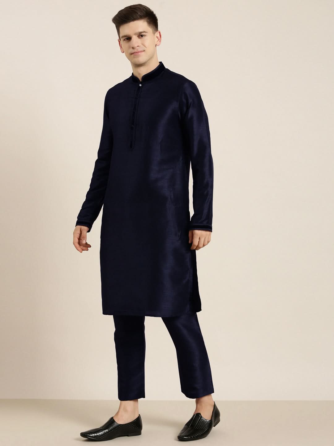 Navy Blue jacket Kurta Set