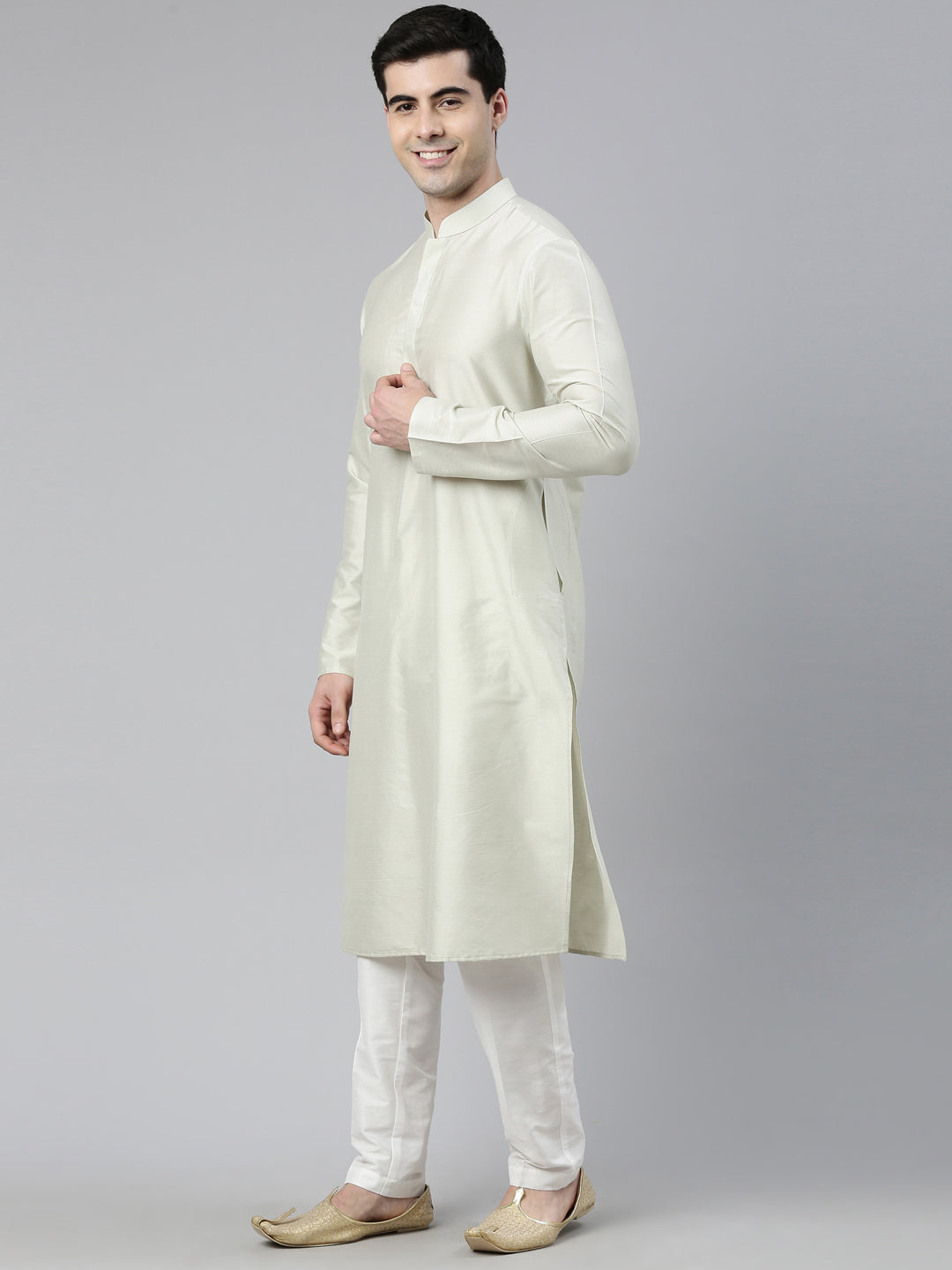 Pistachio Embroidered Indo Western With Kurta