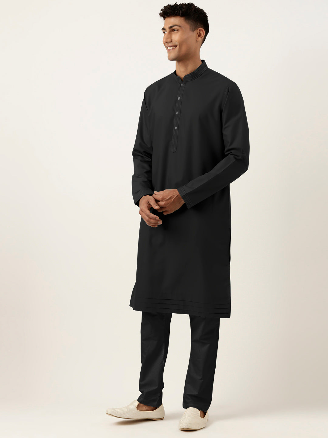 Black Cotton Kurta Set