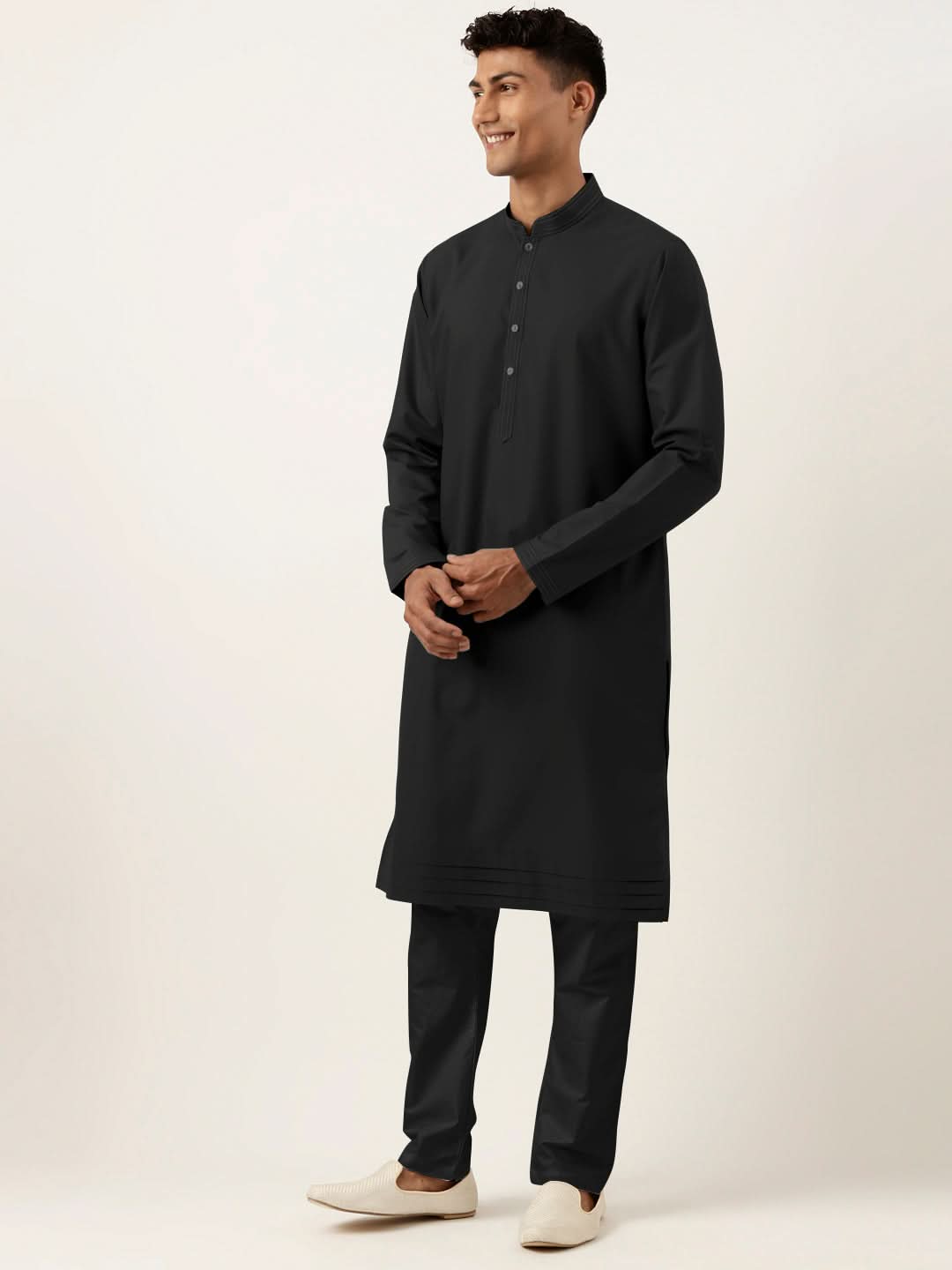 Black Cotton Kurta Set