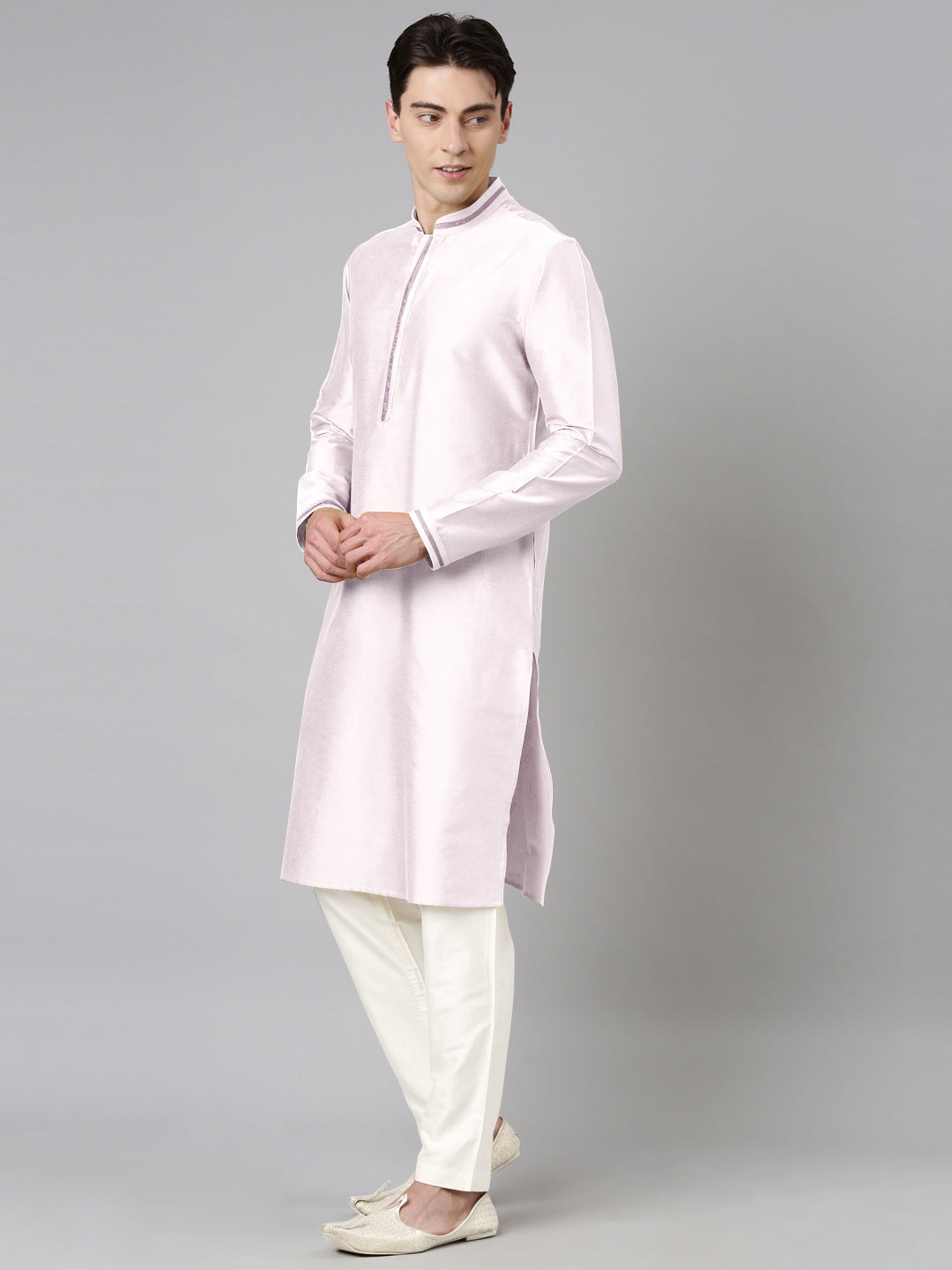 Lilac Jacquard Jacket With Kurta Set