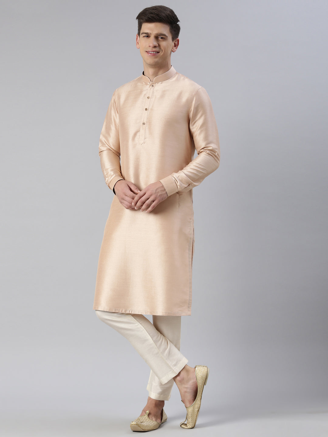 Blue Printed Jacket Kurta Set