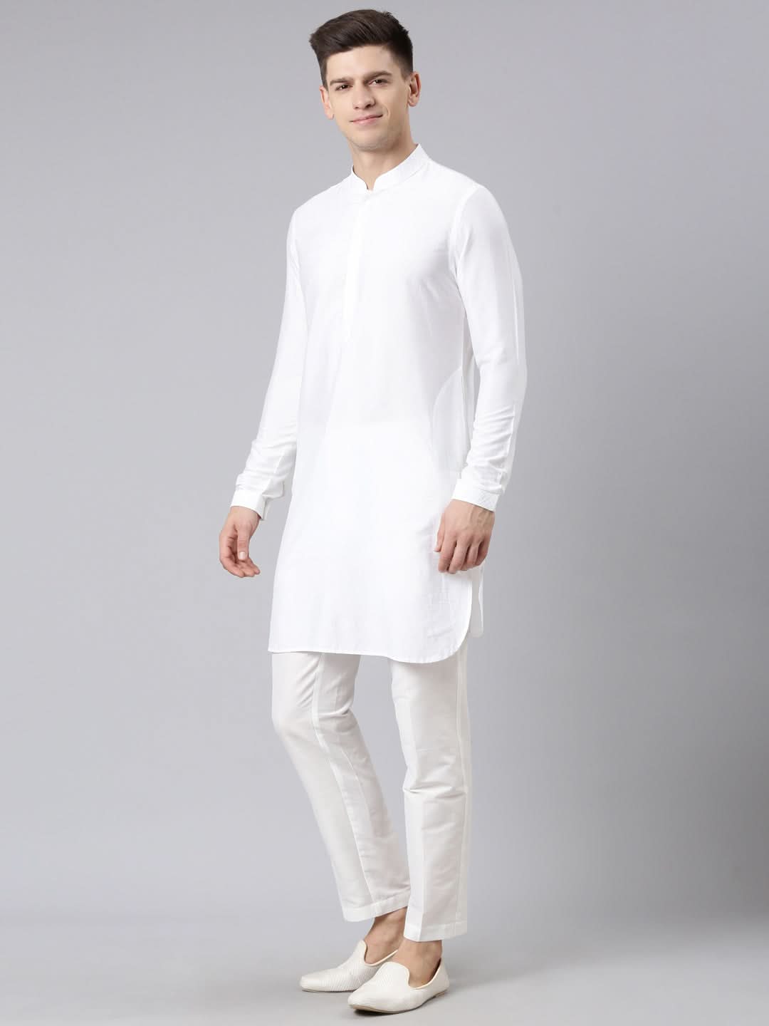 Off White jacket with Short Kurta Set