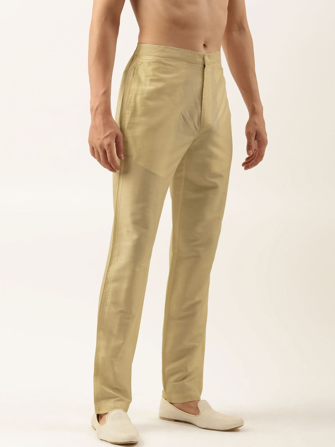 Gold Cotton Silk Pant Pajama