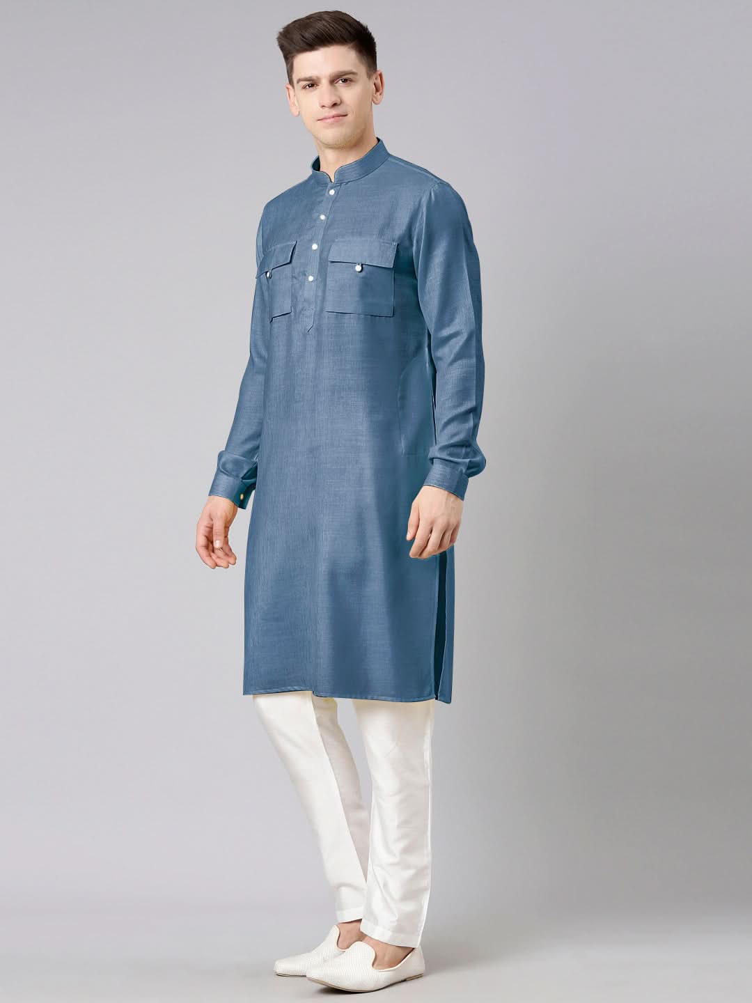 Denim Blue Pathani Kurta Set