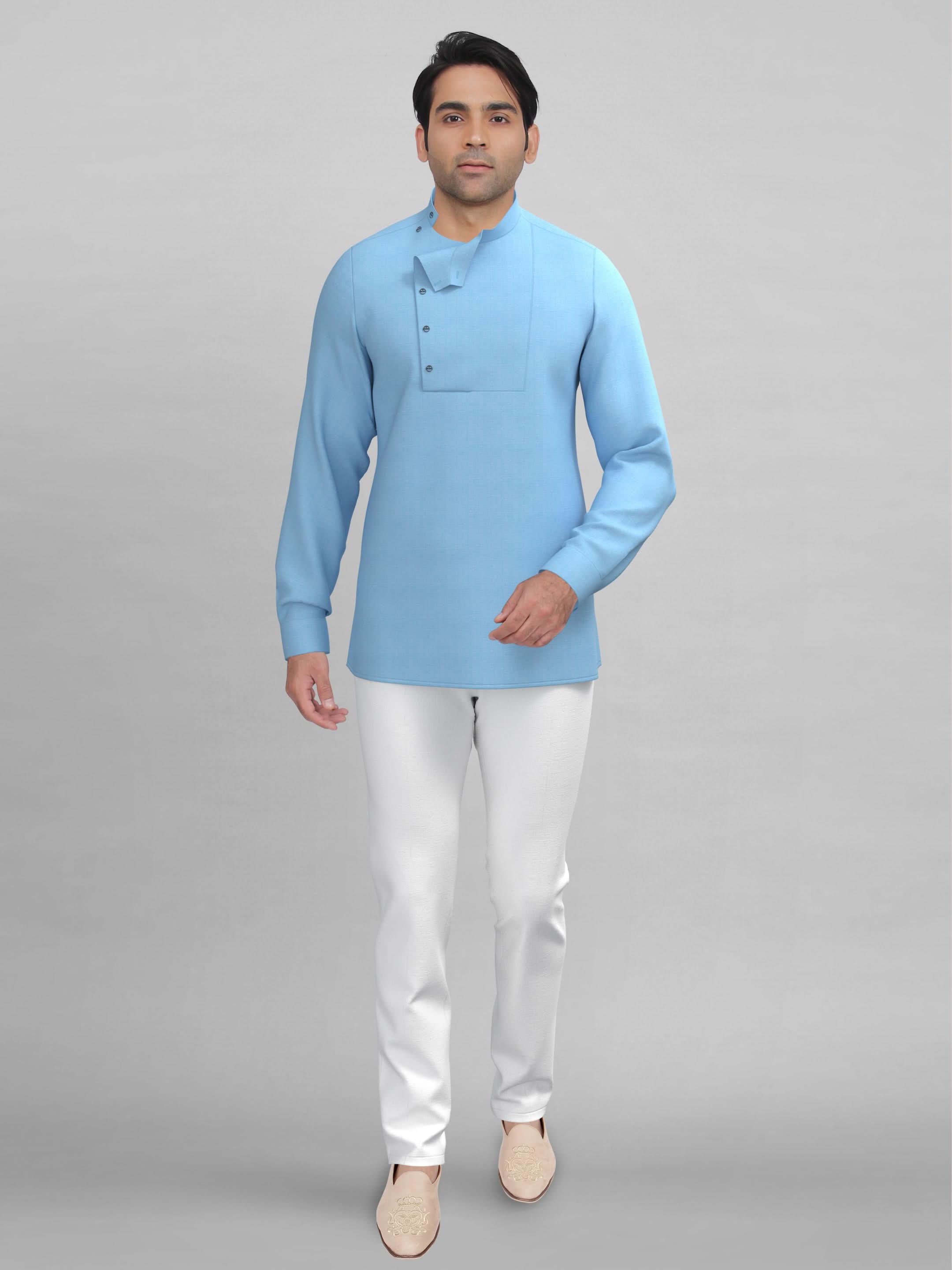 Light Blue Side open short kurta