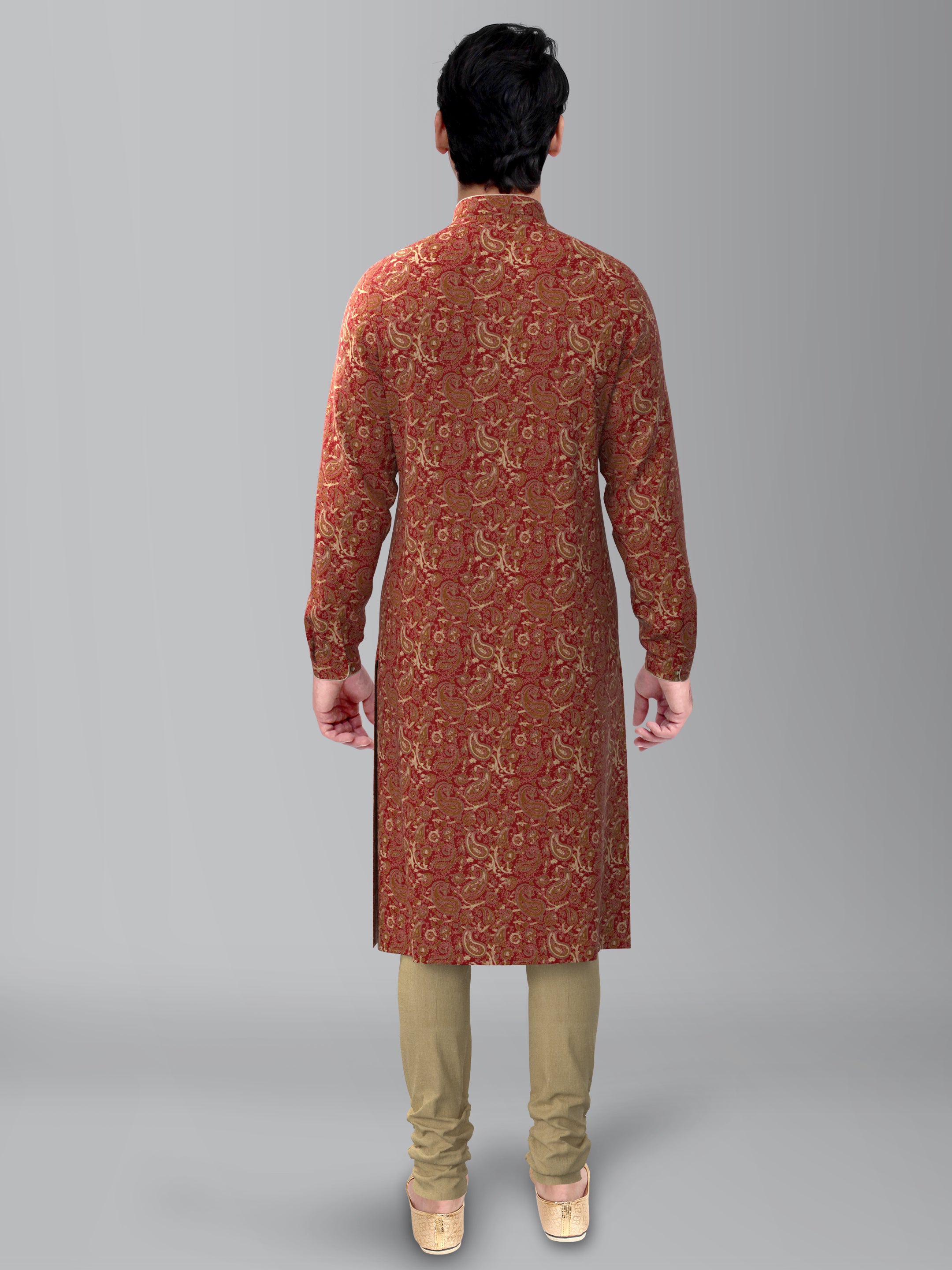 Maroon Paisley Block Printed Kurta