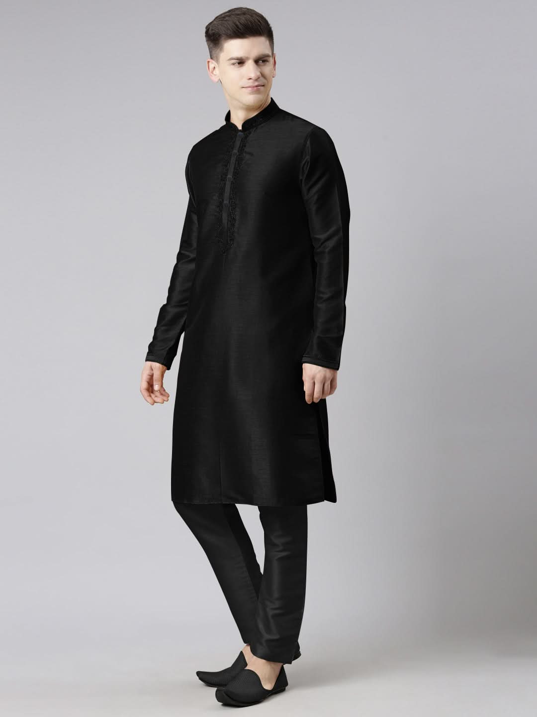 Black Embroidered Kurta Set