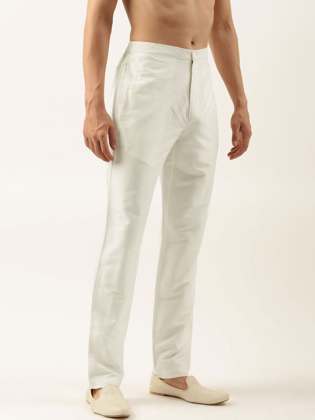 Off White Cotton Silk Pant Pajama