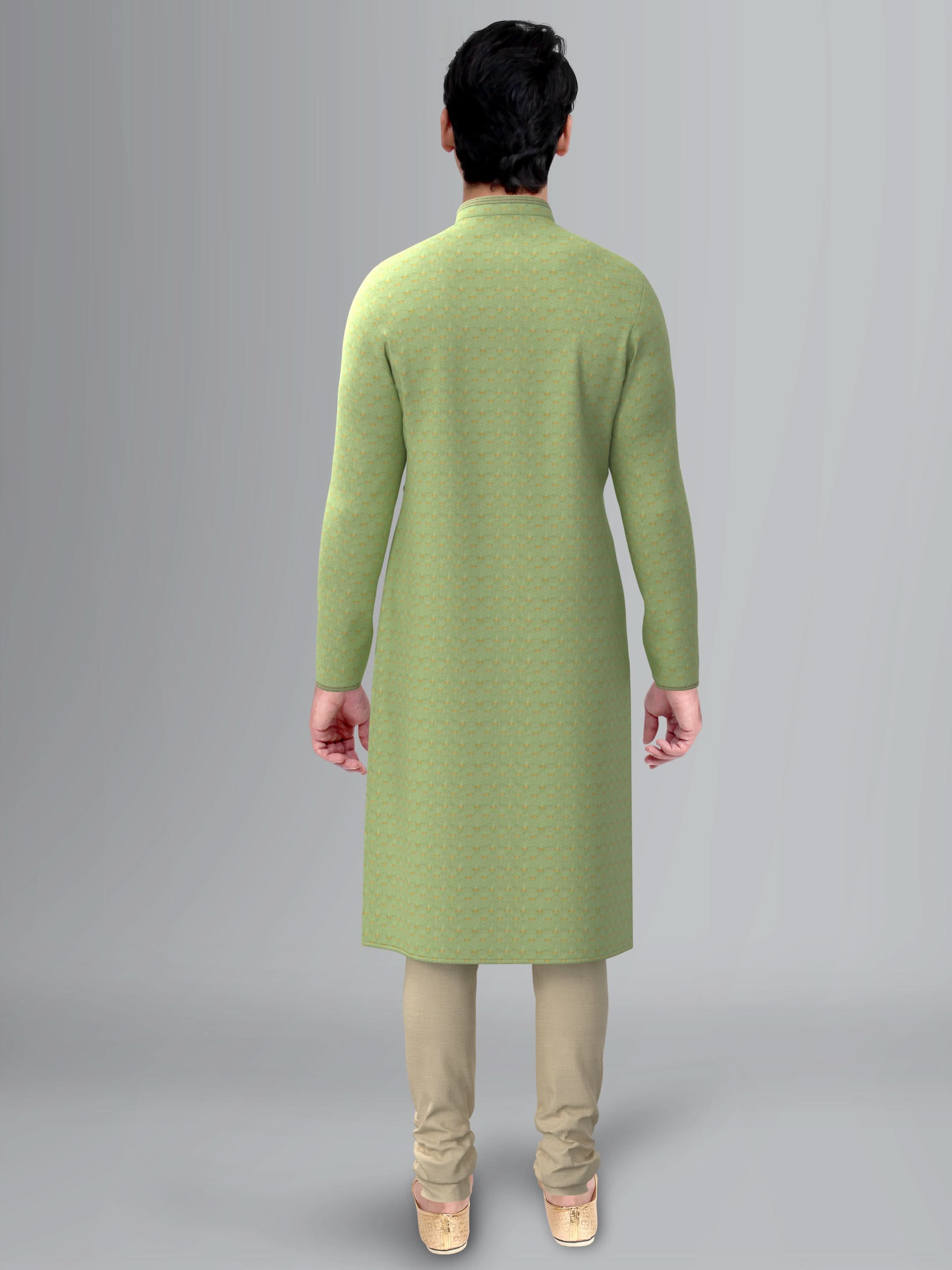 Green-Gold Jacquard Kurta Set