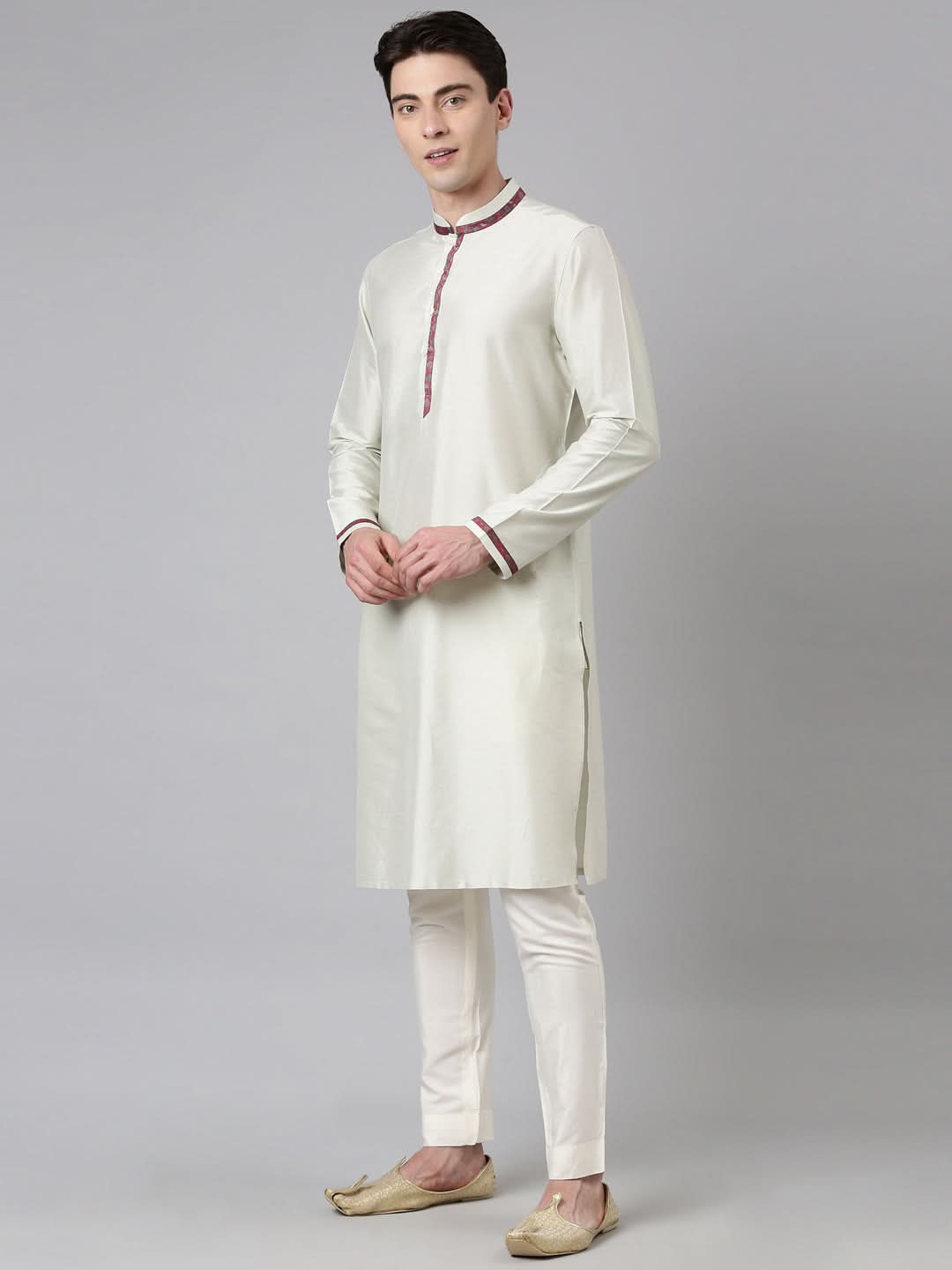 Red Printed Jacket With Green Kurta