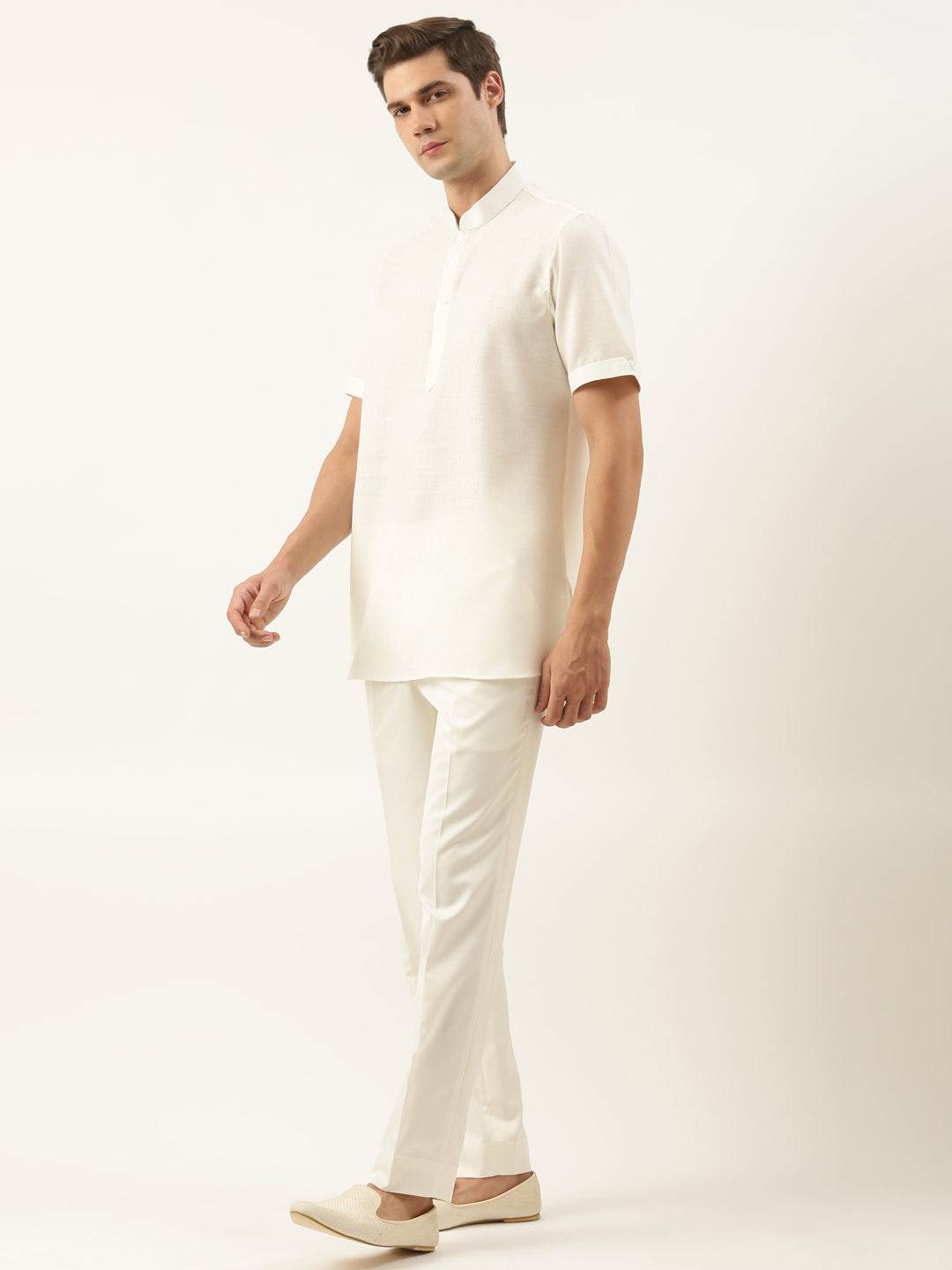 White Cotton Short Kurta
