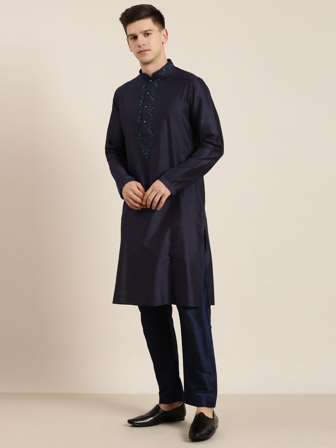 Navy Dori Embroidery Kurta Set