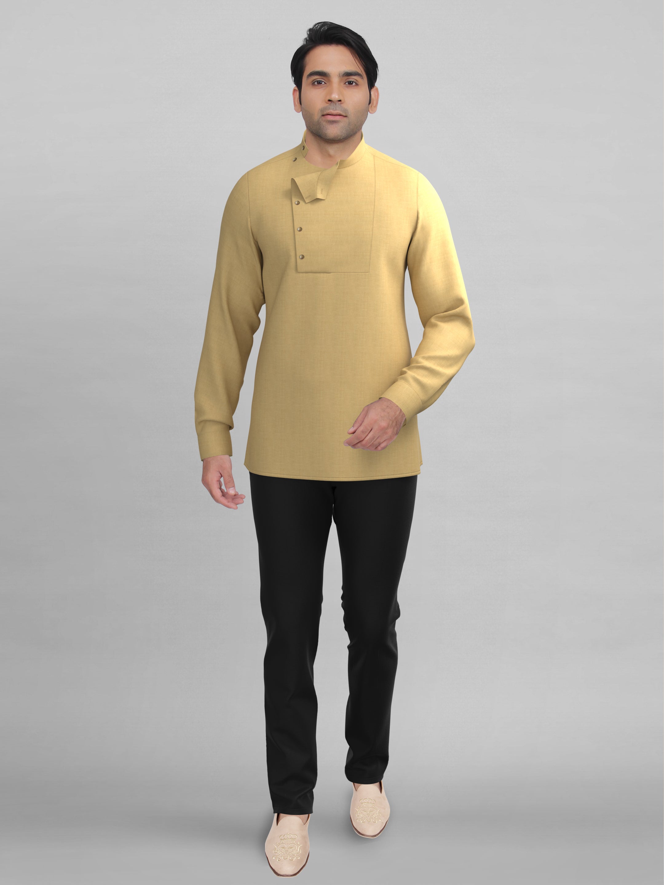 Beige Side open short kurta