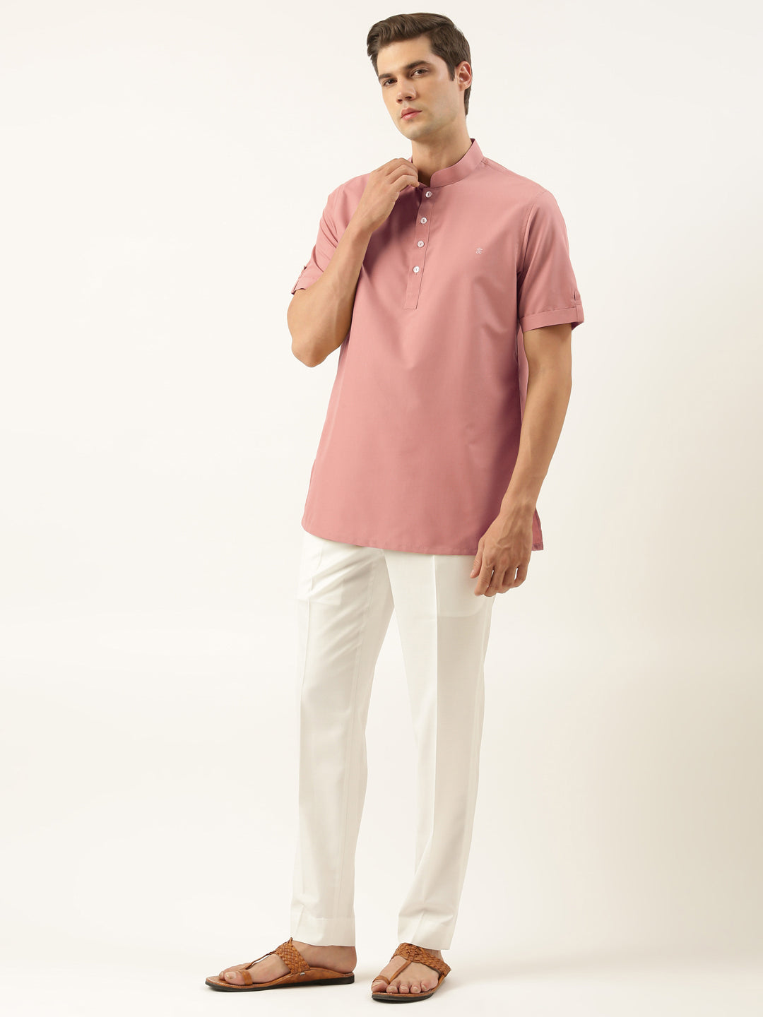 Dark Pink Cotton Short Kurta Set