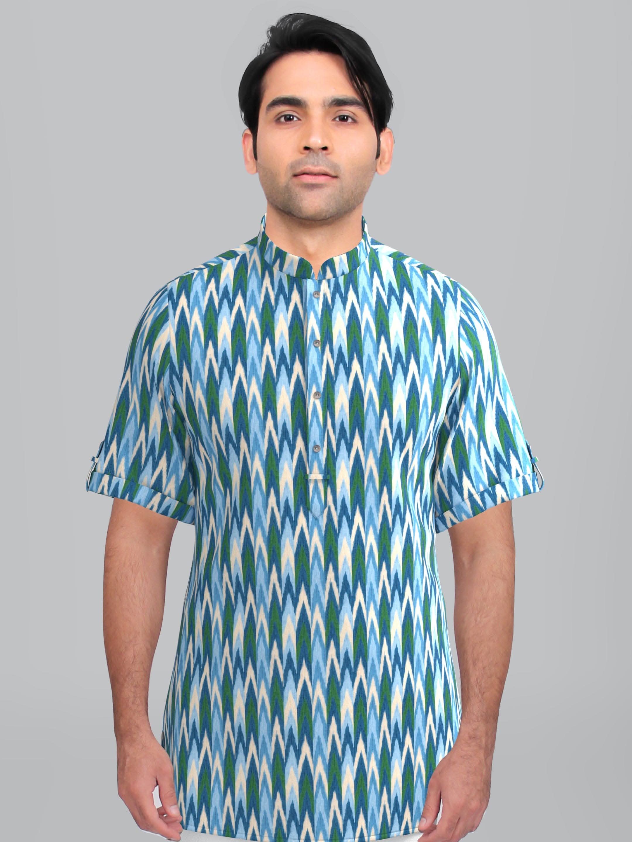 Light blue ikat Short Kurta