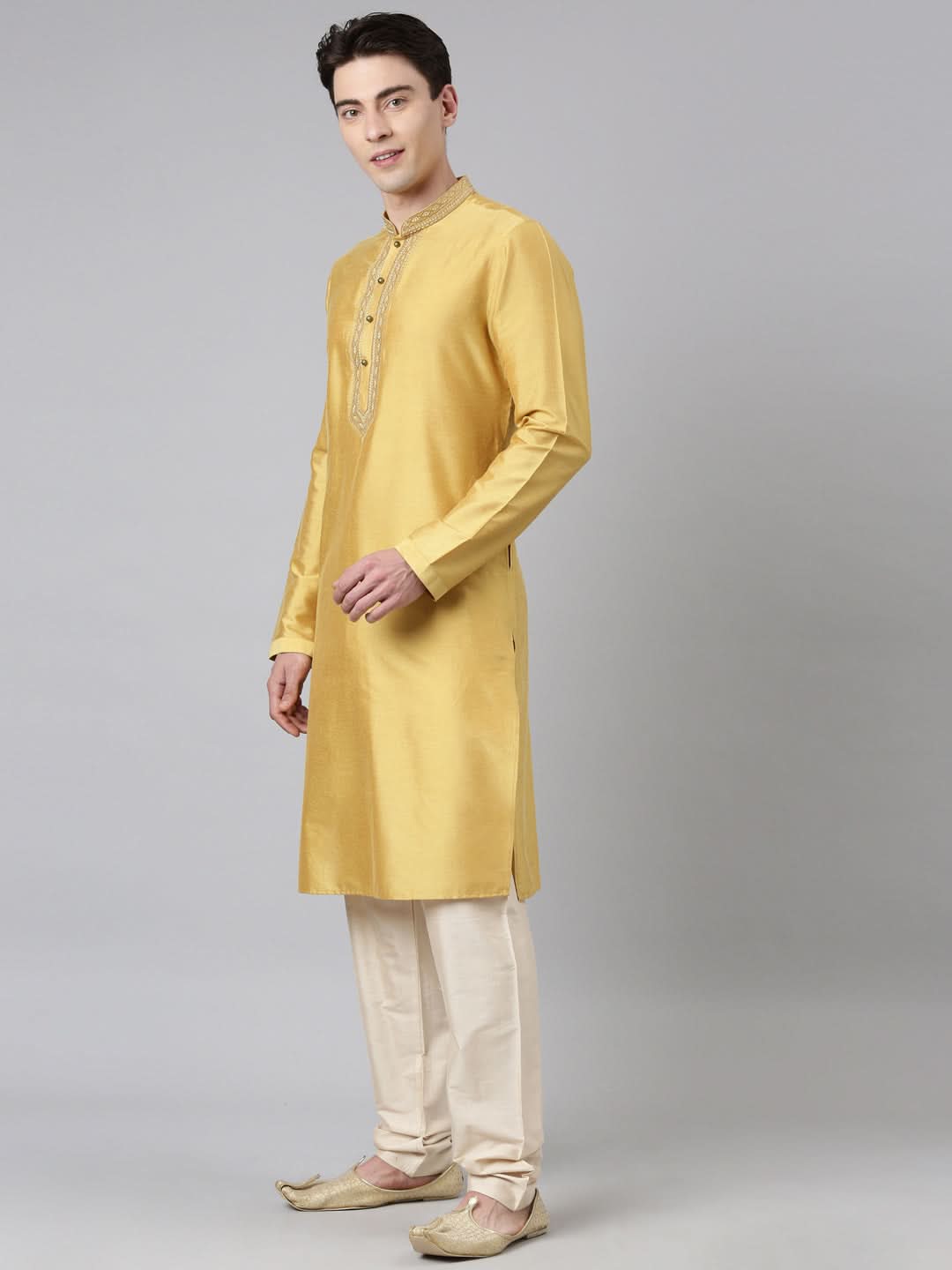 Haldi Silk Embroidery Kurta Set
