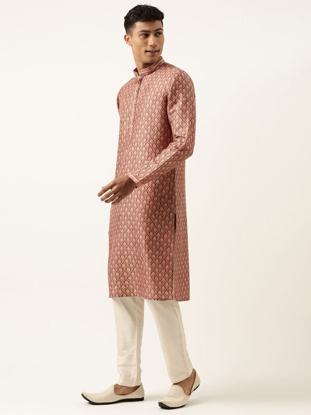 Wine Baroque Printed Kurta Set