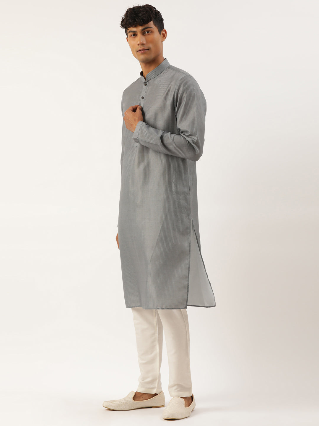 Grey Stitchline Kurta Set