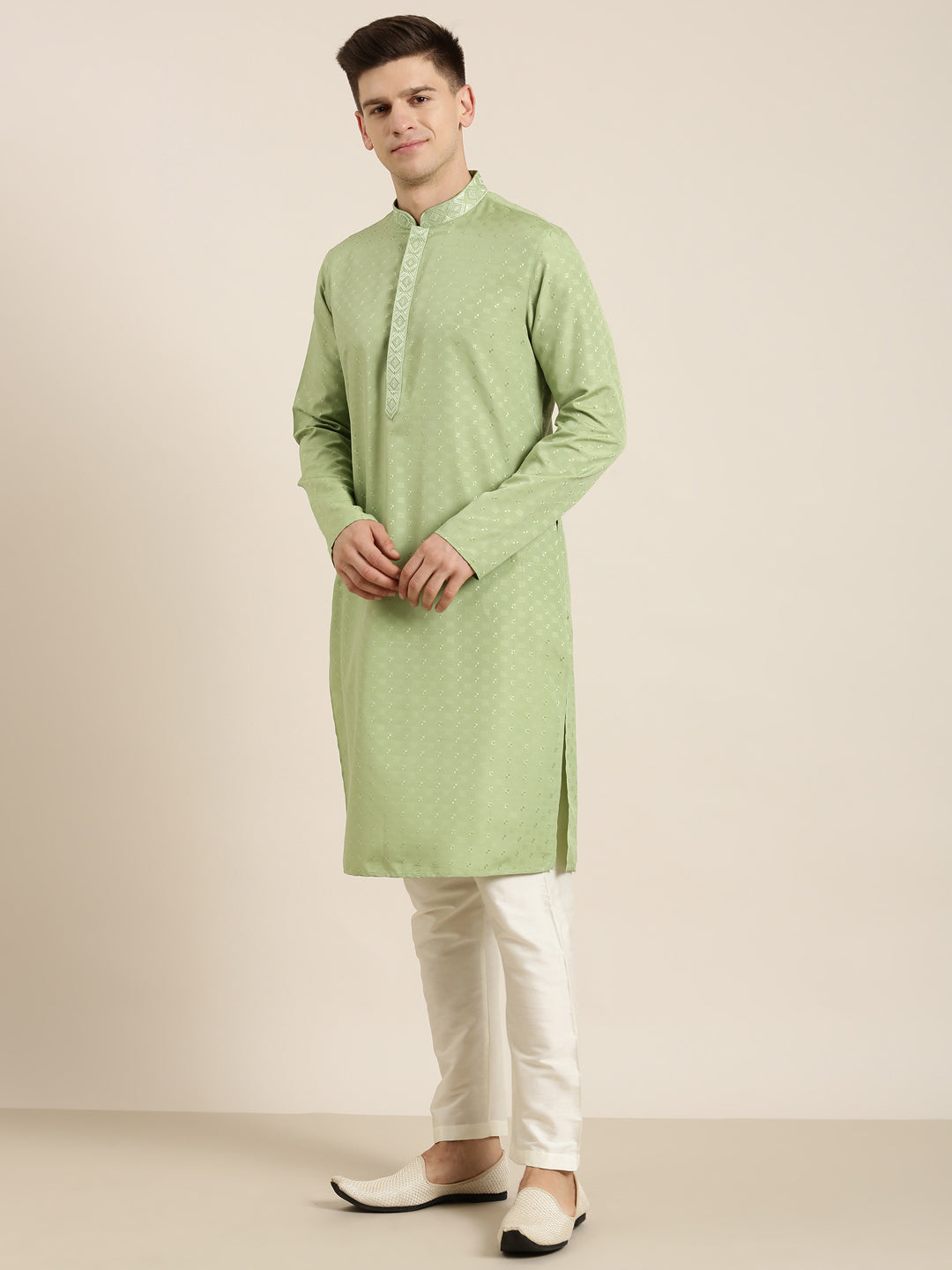 Light Green Embroidered Kurta Set