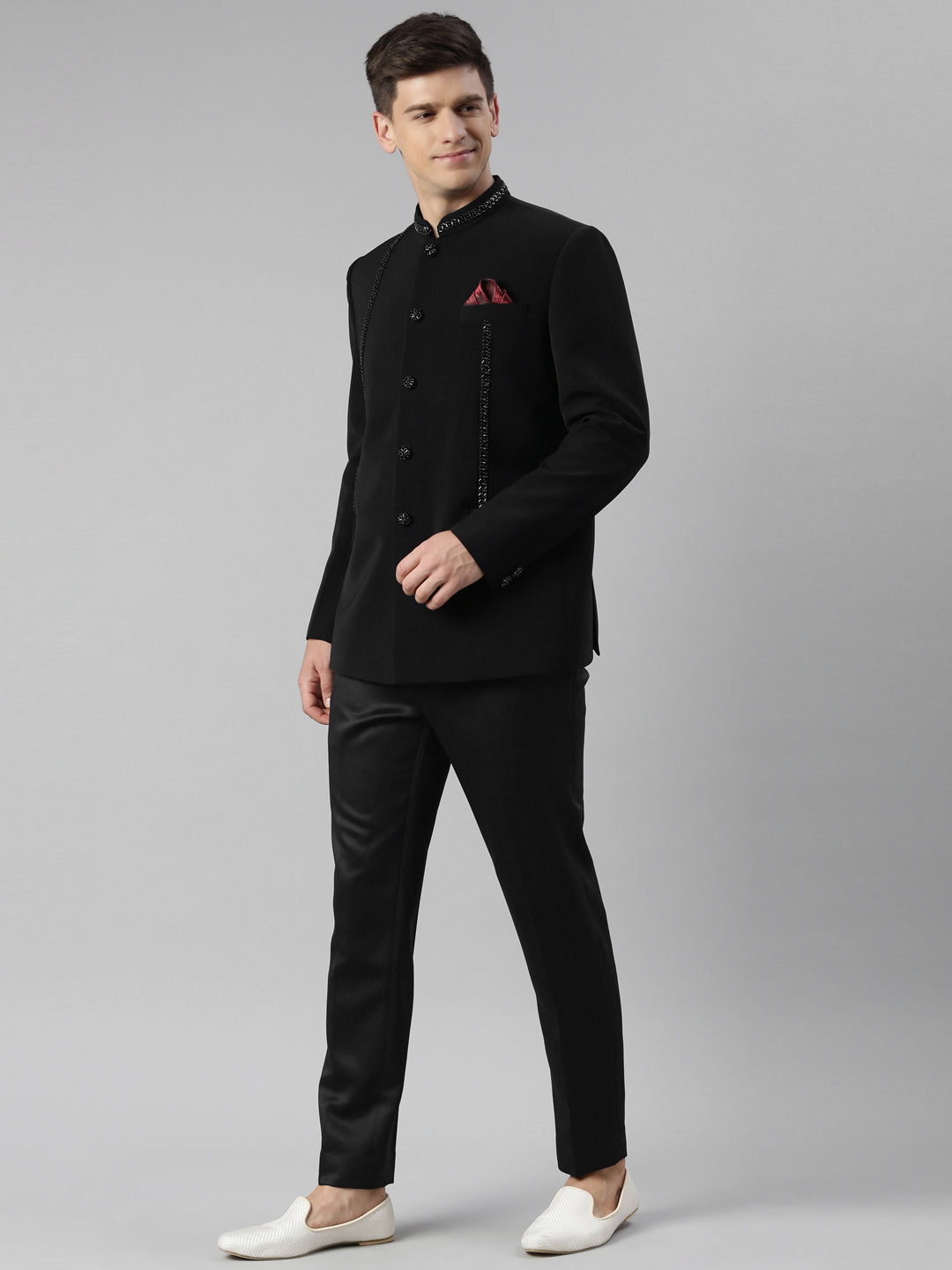 Black Embroidery Bandhgala