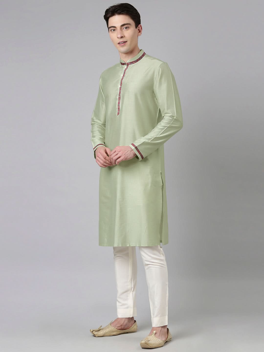 Red Printed Jacket With Kurta