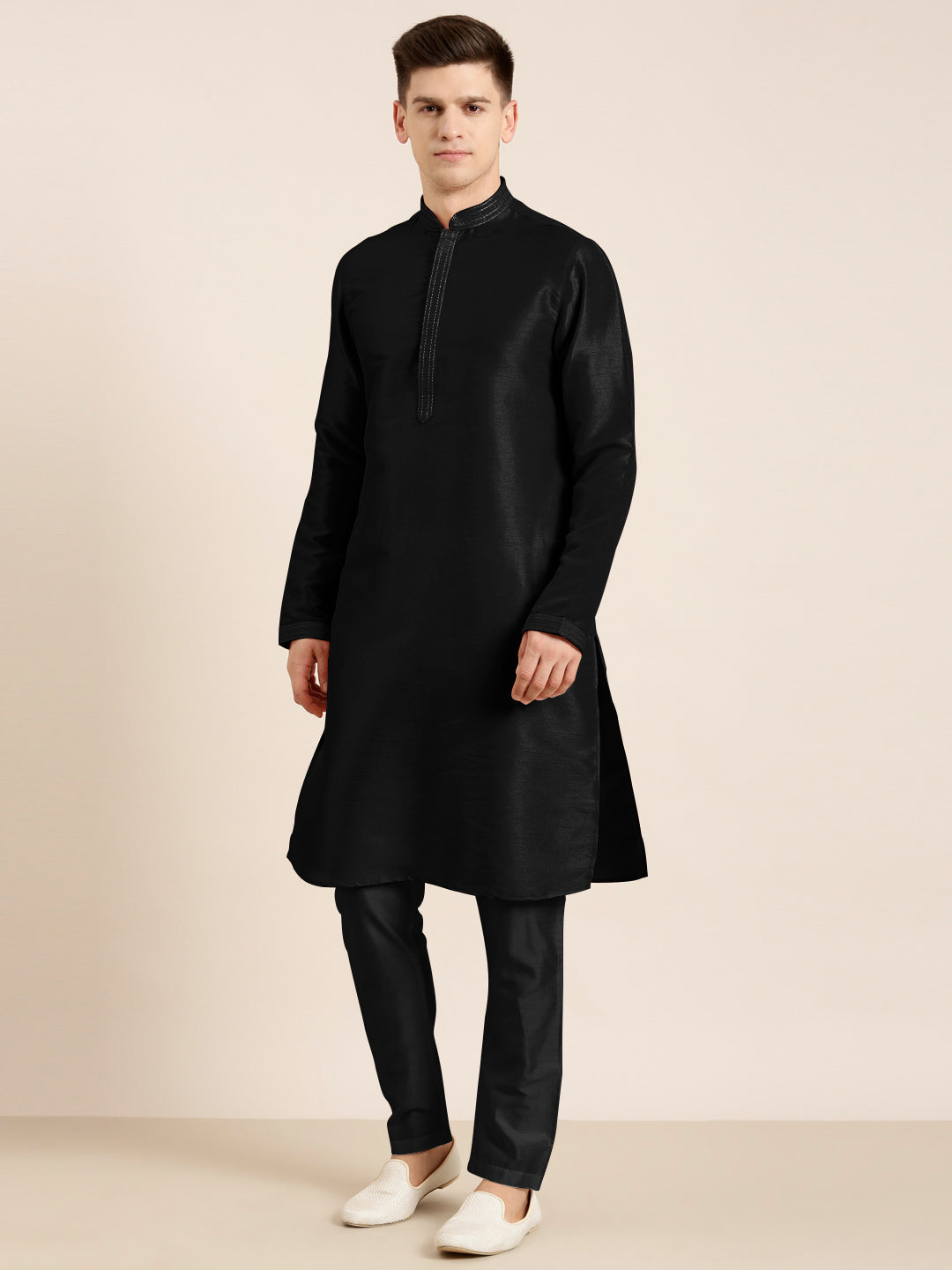 Black Embroidered Kurta Set