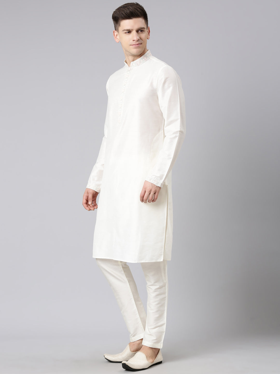Cream Dori Embroidery Kurta