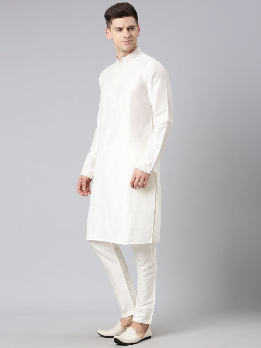 Cream Dori Embroidery Kurta