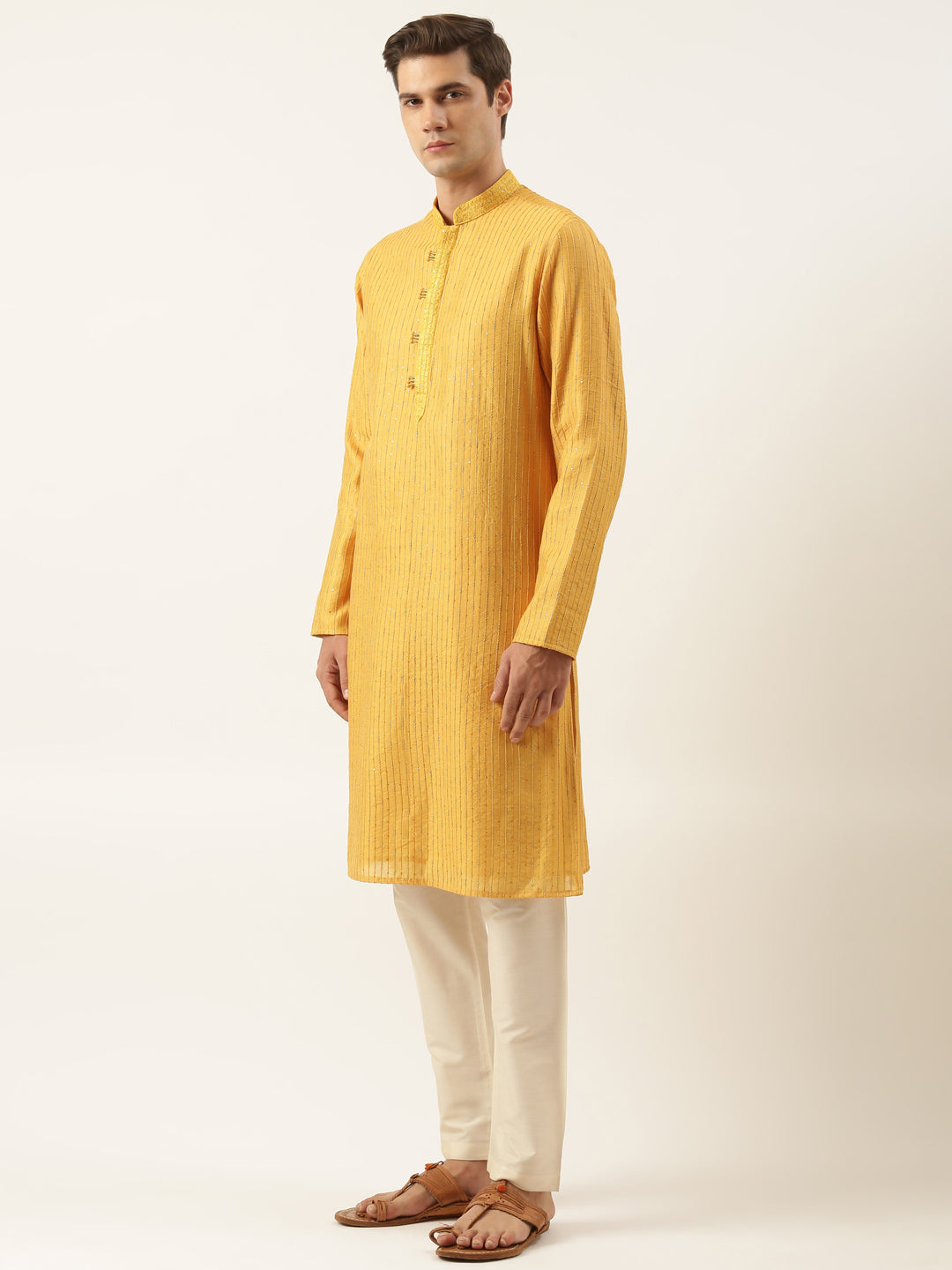 Mustard Yellow Embroidered Kurta Set