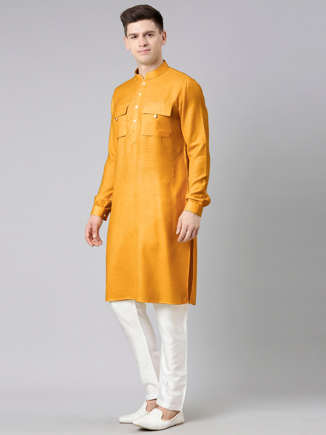 Mustard Pathani Kurta Set