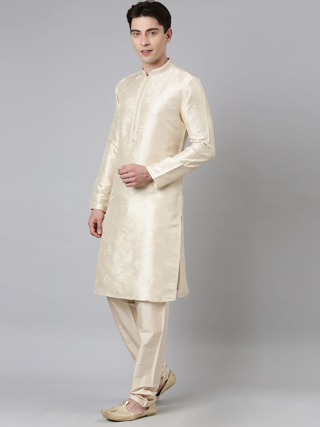 Light Gold Embroidery Kurta Set