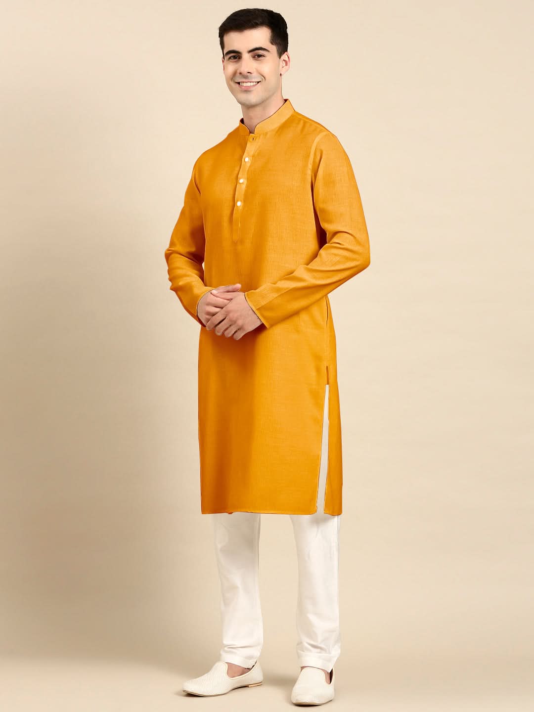 Mustard Twill Weave Cotton Kurta Set
