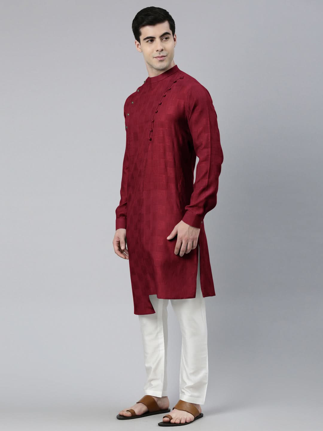 Maroon Asymmetrical Kurta Set
