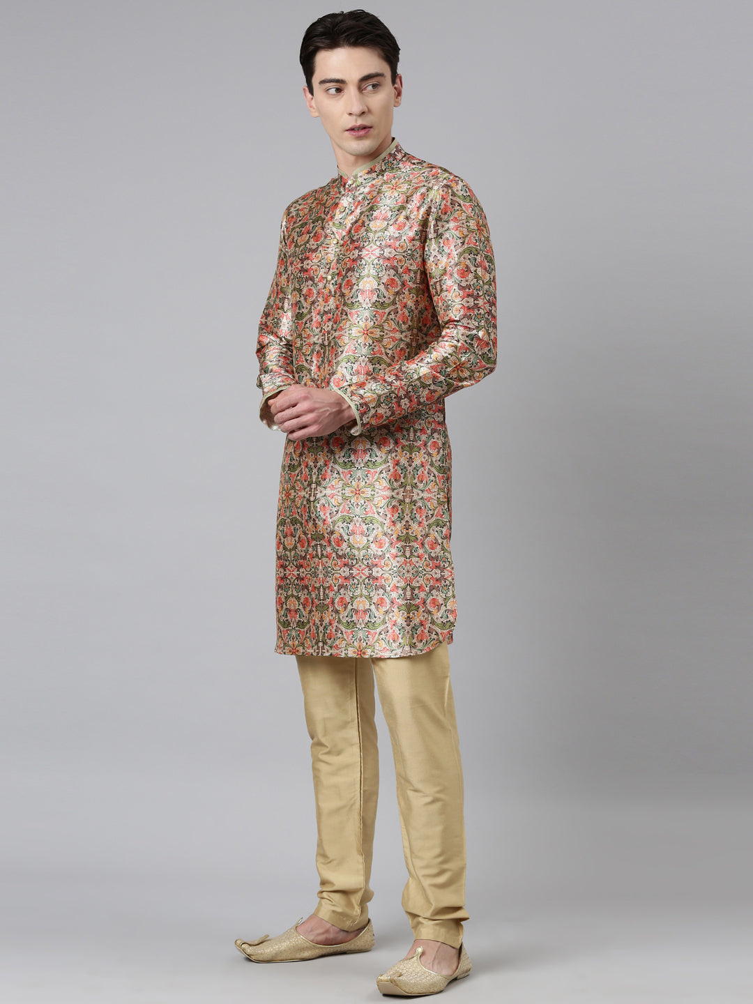 Beige Art Nouveou Printed Kurta