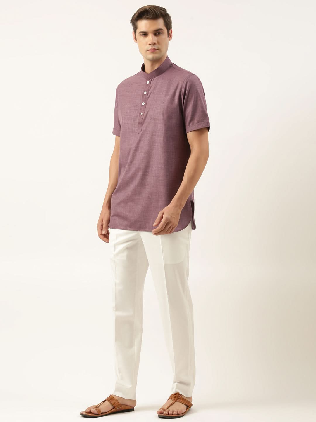 Wine Cotton Short Kurta