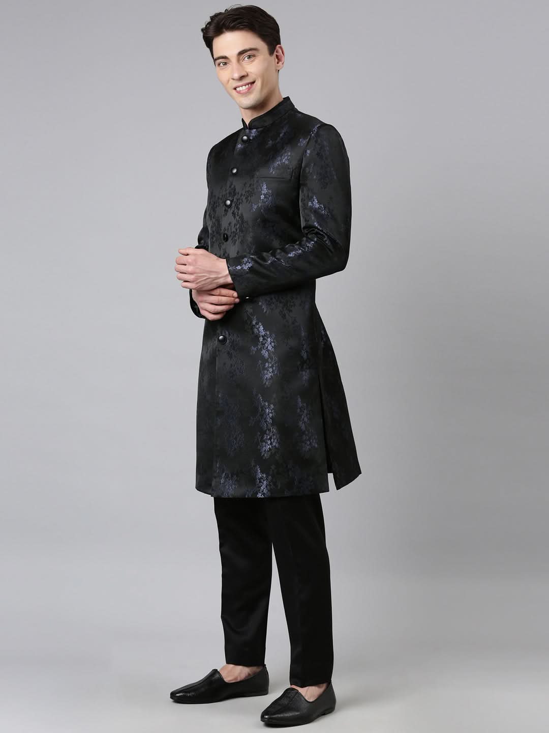 Blue Black Jacquard Indo Set