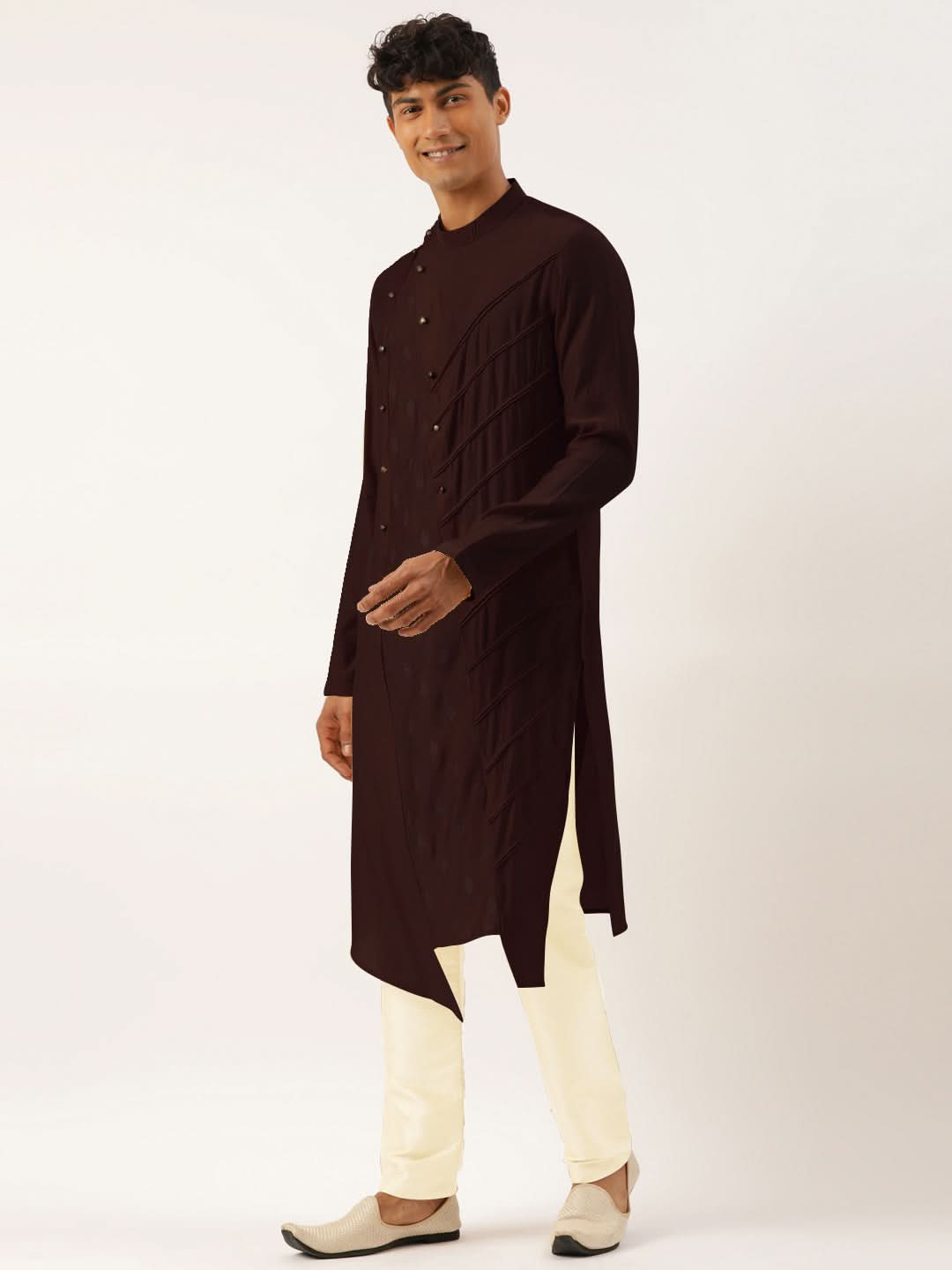 Maroon Side Open Layered Kurta Set