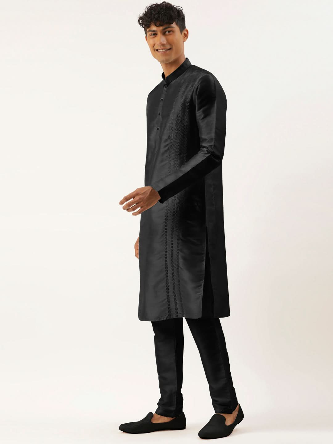 Black Embroidered Kurta Set