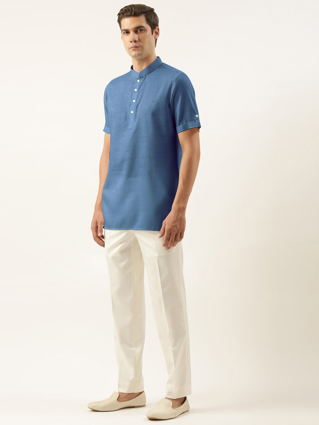 Denim Blue Cotton Short Kurta Set