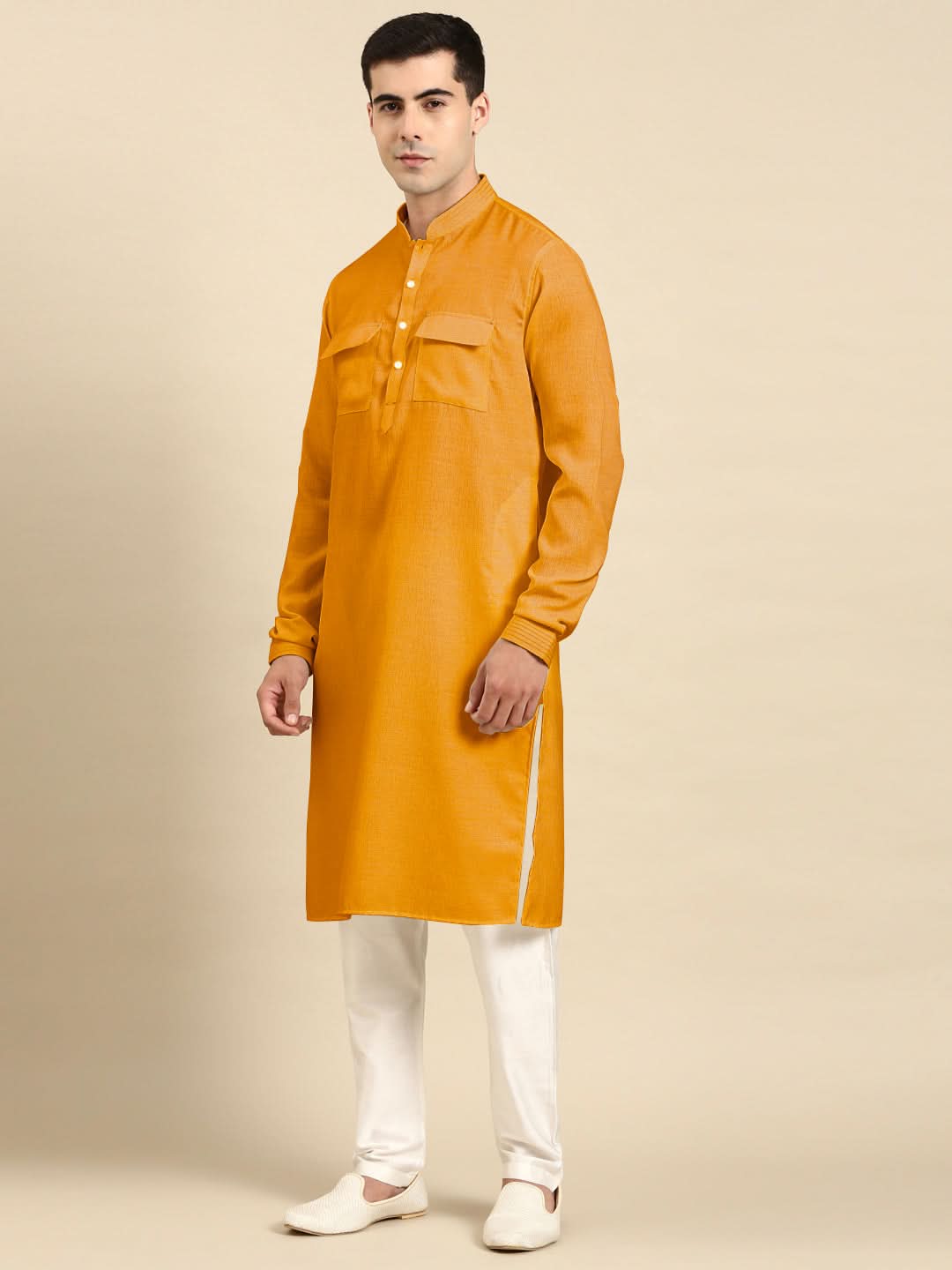 Mustard Pathani Kurta Set