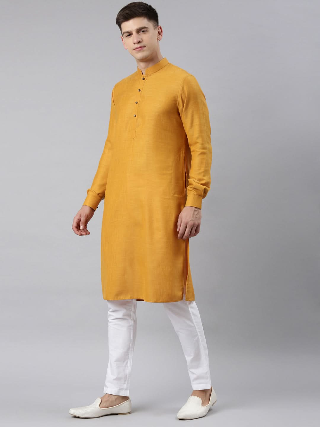 White Printed Jacket Kurta Set