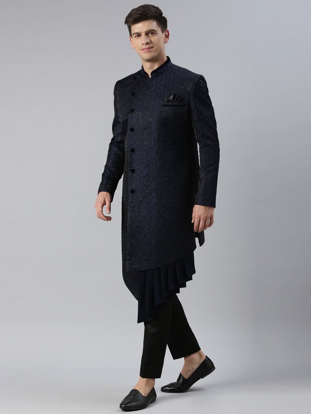 Blue Black Jacquard Indo Set